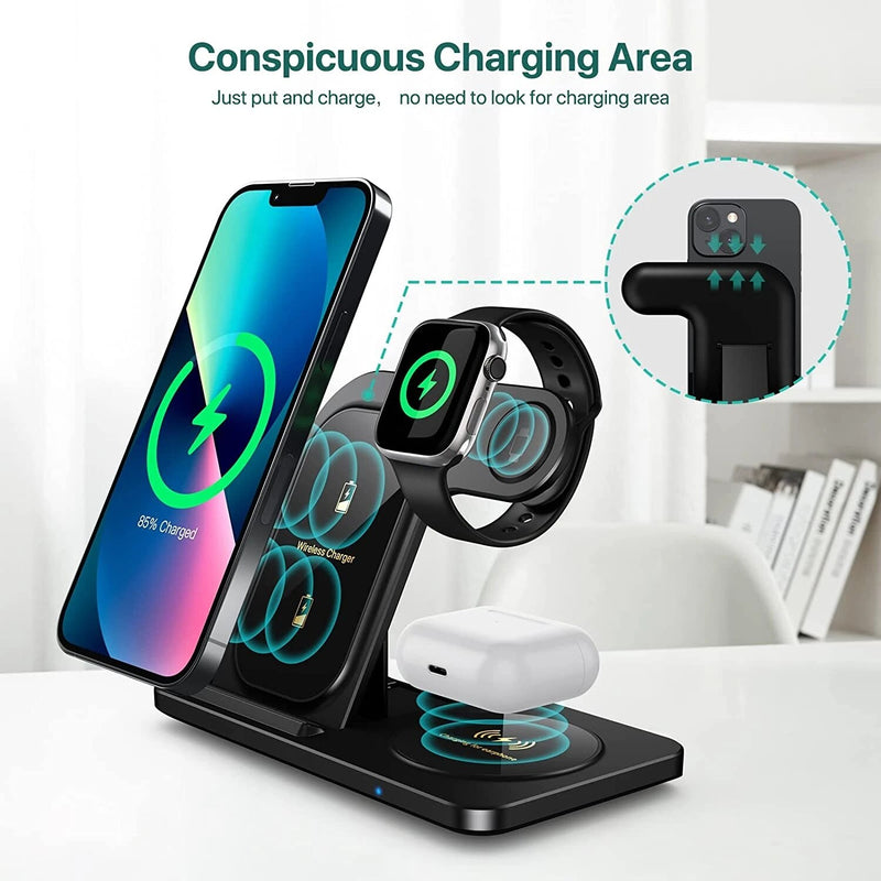 3 in 1 Wireless Charger Stand For iPhone 13 12 11 Max Fast Foldable Charging Station Dock For IWatch 8 7 SE AirPods Pro