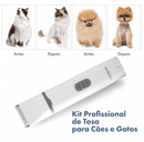Kit Aparador Pet 4 em 1 Recarregável Silencioso para Cães e Gatos